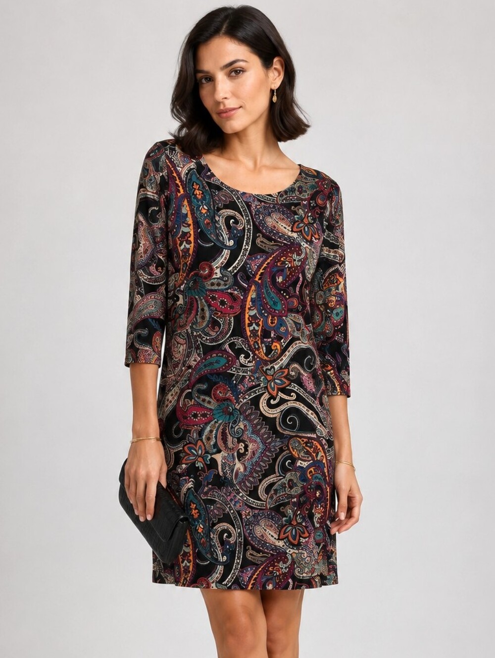 MSK Paisley Dress Black and Multicolor